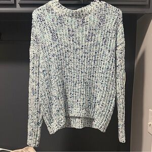 Pink Rose Blue and White Sweater